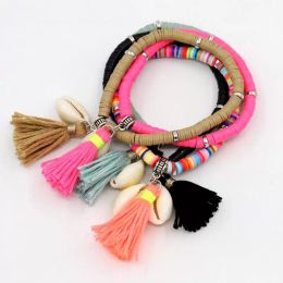 Beaded, Strands Bohemian Bracelets For Women Jewelry Wholesale Colorful Tassel Shell Pendant Charm Bracelet Beach Accessories