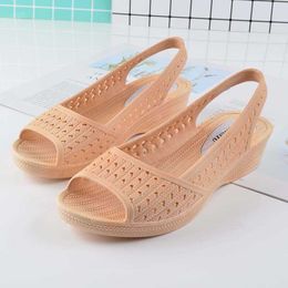 Summer Fashion Women PVC Peep Toe Slip-On Beach Sandals Ladies Open Toe Wedges Hollow Back Strap Jelly Shoes 0128 210715