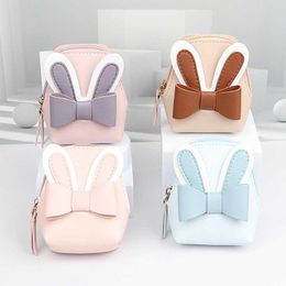 Korean Style Fashion Rabbit Ears Bowknot Coin Purse Keychain Key Ring Pu Leather Earphone Bag Card Bag Key Chain Gift Jewelry G1019