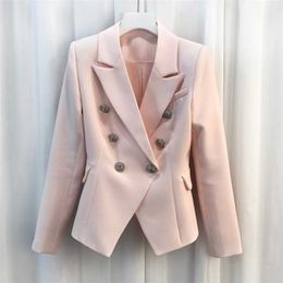 HIGH QUALITY Fashion Baroque Designer Blazer Jacket Women's Silver Lion Buttons Double Breasted Outerwear 211019