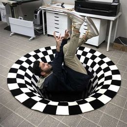 3D Round Carpets for Living Room Black&White Stereo Vision Mat 3D Rug Carpet For Bedroom Home Decor Floor Rugs 211204