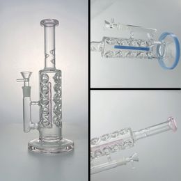 Hookahs 14mm Female Joint Heady Glass Bong Ice Pinch Straight Tube Water Pipes Fab Egg Oil Dab Rig 11 Inch Inline Perc With Bowl