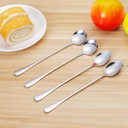 Stainless Steel Long Handle Coffee Tea Stirring Spoon Silver Picnic Bar Tools Drinkware Home Tableware Kitchen Accessories RRF11869