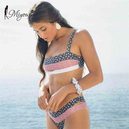 Miyouj Push Up Bikinis Female Biquini Floral Swimwear Women Bathing Suit Dot Swimsuit Women'S Beach Bandeau Bikini Set 210722