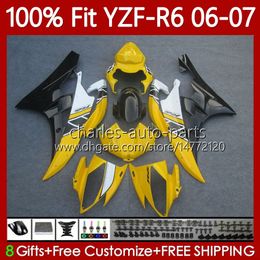 OEM Body Kit For YAMAHA YZF R 6 600 CC YZF600 YZF-R6 2006 2007 MOTO Bodywork 98No.96 YZF R6 YZF-600 2006-2007 Yellow black 600CC YZFR6 06 07 Injection Mould Fairing 100% Fit