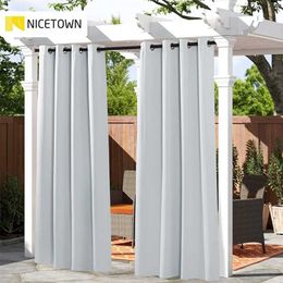 NICETOWN 11 Colors Waterproof Outdoor Curtain Blackout Patio Curtains Window Drapes for Porch Pergola Cabana Gazebo 1 Panel 211203