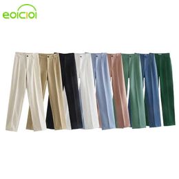 EOICIOI Za Women Pants Wide High Waist Pants Women's Summer Trousers Female Black Casual Streetwear Woman Loose Funky Beige Pant Q0801