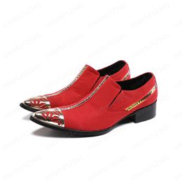 Male Plus Size Pointed Toe Party Shoes Red Suede Leather Men's Casual Business Flats Shoes Man Wedding Blazer Shoes