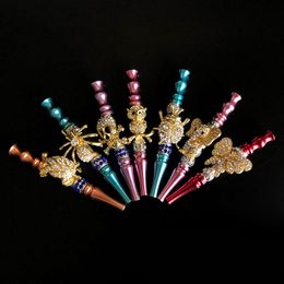 The latest Handmade Inlaid alloy hookah jewelry mouthpiece Colorful shisha hookah mouth tip diamond hookah pipe blunt holder