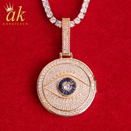 photo necklaces UK - Aokaishen Custom Photo Pendants Men Necklace Eye Round Circle Medallion Hip Hop Jewelry Gift