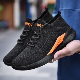 Unisex Casual Flying Woven Sneakers Lightweight Socks Shoes Couples Outdoor Travel Running Shoes Large Size Zapatillas Hombre