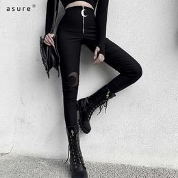 Gothic Pencil Pants Women Traf Y2k Trousers Summer Clothing Emo Vintage Streetwear Aesthetic Punk Leggings 92382 210712