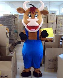 Halloween cow Mascot Costume High Quality Cartoon cattle Plush Anime theme character Adult Size Christmas Carnival Birthday Party Fancy Outfit