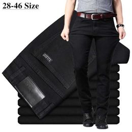 Oversized Jeans 40 42 44 46 Men's Classic Black Elastic Slim Fit Denim Jean High Quality Business Casual Trousers Male Pants X0621