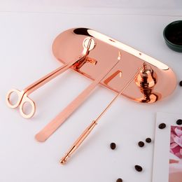 wholesale Factory direct 3 in 1 Candle Wick trimmer dipper candle snuffer with Tray Candle Accessories scissors set