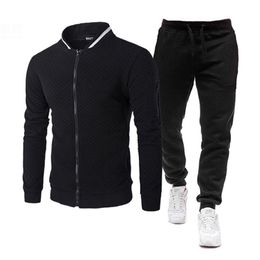 Men's Tracksuits Men Polyester Sweatshirt Sporting Fleece 2021 Gyms Spring Jacket + Pants Casual Track Suit Sportswear Fitness