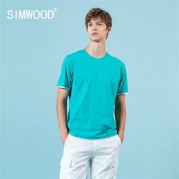 summer t-shirt men fashion fake double layer contrast color tops casual 100% cotton breathable tees SJ150069 210716