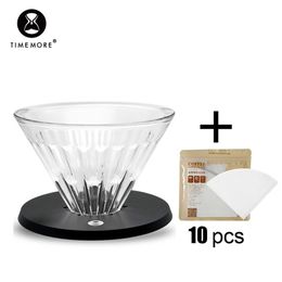 TIMEMORE Store Coffee Filters Glass Reusable Cup Drips By Hand Send 10 pcs of filter paper For Trave Office Kitchen House 210712