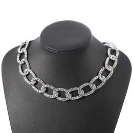 thick silver chains UK - Punk Crystal Chain Necklace Trendy Cuban Silver Color Thick Choker Necklaces Jewelry Party Collares Chains