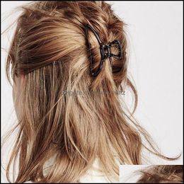 Clamps Hair Jewelry Girls Retro Hollow Out Square Clamp Alloy Metal Shower Wash Claws Korea Women Scrunchies Ponytail Gold Hairpins Aessorie