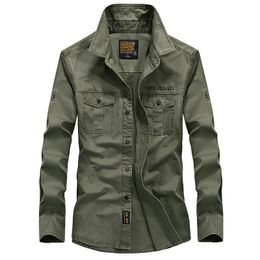 Designers Brand Military Army Shirt Men Spring Autumn 100% cotton Long Sleeve Mens Shirts Plus Size 4XL 5XL 6XL Camisa Masculin