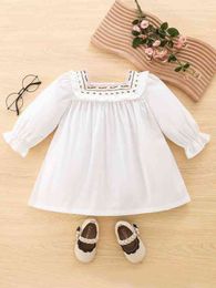 Baby Chevron Embroidery Flounce Sleeve Dress SHE