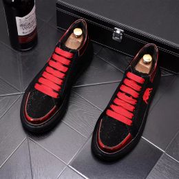 Luxury Gold Rhinestone Designer Men's Shoe Punk Sneakers Hip Hop Male Casual Platform Shoes Flats Zapatillas Hombre 38-43
