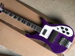 Purple body 4 strings Electric Bass Guitar with White Pickguard,,Chrome Hardware,Provide custom service