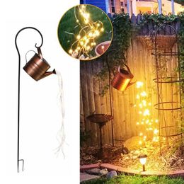 Yard Garden Art Stars Shower LED Waterfall String Light Decor Romantic Butterfly Watering Can Outdoor Landscape Lawn Fairy Lamp Decorations