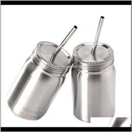 Housekeeping Organization Home Gardenpiece Set Of Single And Double Layer Stainless Steel Mason Jar With St Bottle Cup Storage Bottles & Jar