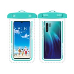 Universal Outdoor Waterproof Cases Bags for iphone 12 pro max Samsung PVC Diving Touch Screen Large Transparent Swimming Water Resistant 6 Colours