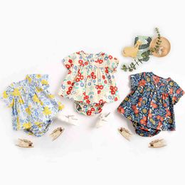 Summer Baby Girl Clothes Kids Girls Sets Floral Cardigan T-shirt + Triangle Pants Clothing Suit Children 210429