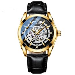 Leather Top Fashion Mechanical Men Watches Stainless Steel Rose Gold Automatic Movement Sports mens Wrist watch