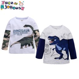 Children Boys Girls Clothing Toddler Kids Long Sleeves T-shirts For Girls Boys Tops Tees Baby Dinosaur T Shirt Casual Clothes 210413