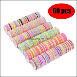 Hair Aessories Baby, Kids & Maternity 50Pcs Children Candy Colours Soft Scrunchies Elastic Ties Women Girls Lovely Rubber Bands Female Ponyta