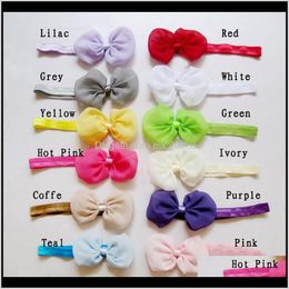 12 Colours Wholesale Infant Born Chiffon Bowknots Headbands Children Bow Hairbands Baby Girl Pography Prop Qpnlg Yeulq