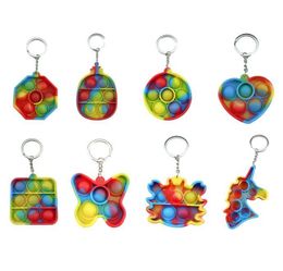 Key Rings Simple Dimple Fidget Toys Push Bubble Sensory Toy Colourful Luminous Soft Squishy Antistress Keychain Pendant