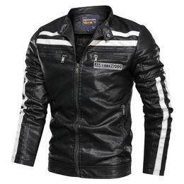Men's Jackets Winter Leather Biker And Coats Fleece Lined Thicked Thermal Motorcycle Jacket Outerwear For Man L-XXXL