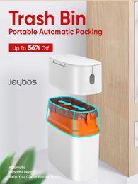 Joybos waterproof garbage bucket trash can with lid portable automatic packing living room bathroom kitchen storage box 210728