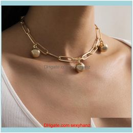 Necklaces & Pendants Jewelrypunk Metal Gold Color Simple Ball Pendant Necklace Fashion Women Choker Chokers Drop Delivery 2021 4Grwb