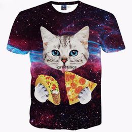 Gatti T -Shirt Uomini Donne Donna Stampa 3D Meow Star Cat Hip Hop Cartoon Tshirts Summer Tops Tees Moda 3D Shirts D I