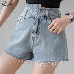 Blue Jeans Shorts for Women Summer Wide Leg Vintage Denim High Waist Short Femme 8942 50 210508