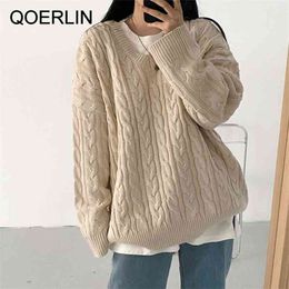 Thick Twist Sweater Women Autumn Winter Sweaters Oversize Pullovers Minimalist Elegant Casual Vintage Top Solid Knit 210601