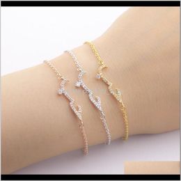 Bracelets Drop Delivery 2021 Fashion Rhodium Geometry Shape Charm Bracelet/Sier Plated Round Cubic Zirconia Adjustable Bracelet For Women Jew