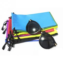 Home Storage High Quality Candy Colour Sunglasses Pouch Soft Eyeglasses Bag Glasses Phone bags with Drawstring RH0312