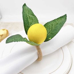 4pcs Simulation lemon plant napkin ring Fruit meal buckle el model room napkin ring 210706