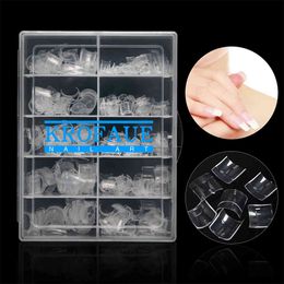 short french nail art tips UK - KROFAUE 500pcs Short French Tips Clear Acrylic False s Half Cover Artificial s Extension Tip Manicure Nail Art Tool