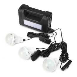 AC 110V-240V Solar Panel Power Generator LED Light Lamp USB Charger Home Outdoor System Kit