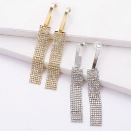 Long Tassel Full Rhinestone Drop Earrings Shiny Drop Crystal Dangle Earrings Jewelry Accessories for Women Gifts Ear Rings