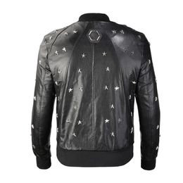 Giacca in pelle sintetica con teschio Cerniera da uomo Vestibilità slim Corta Hip Hop Casual Fuori Sport Designer Cappotto da motociclista Nero Biker Lettere Moda Abbigliamento fitness di lusso M-3XL